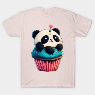 Kawaii Cute cupcake Panda T-Shirt